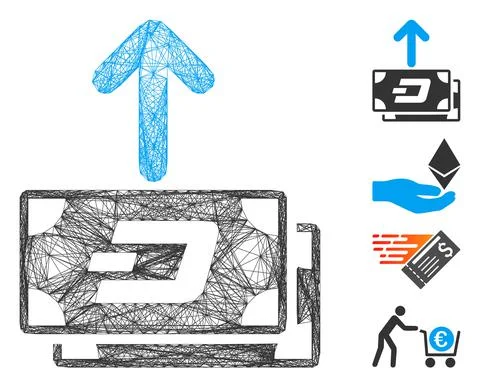 Net Dash Banknotes Pay Out Vector Mesh 스톡 일러스트