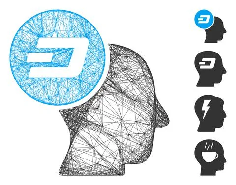 Net Dash Thinking Head Vector Mesh Stock Illustration