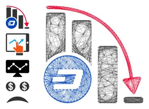 Net Dashcoin Falling Acceleration Chart Vector Mesh Stock Illustration