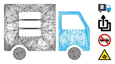 Net Data Transfer Van Vector Mesh Stock Illustration