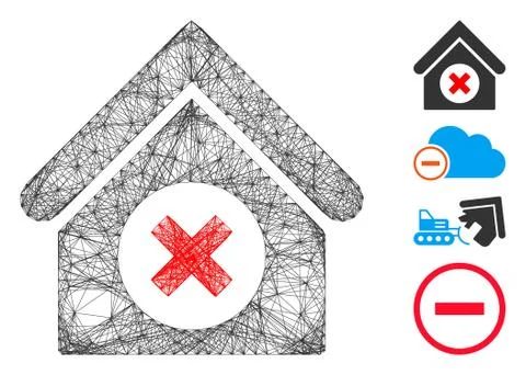 Net Delete Building Vector Mesh Ilustración de archivo