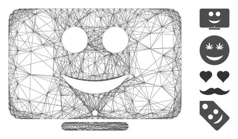 Net Display Happy Smiley Vector Mesh Stock Illustration