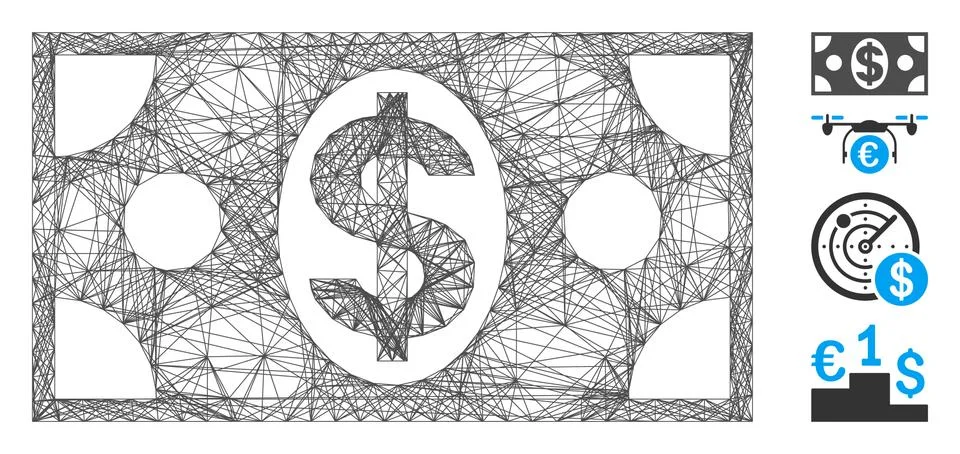Net Dollar Banknote Vector Mesh Stockillustratie
