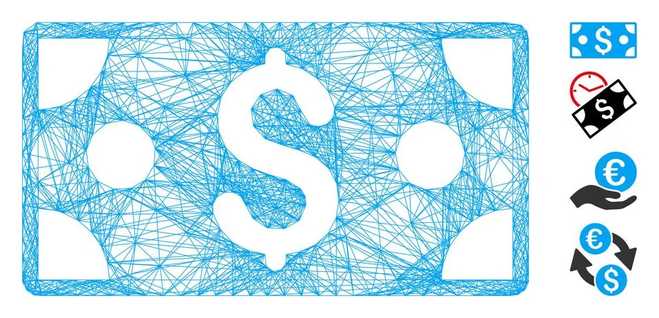 Net Dollar Banknote Vector Mesh 스톡 일러스트