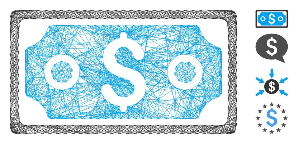 Net Dollar Banknote Vector Mesh 스톡 일러스트