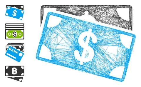 Net Dollar Banknotes Vector Mesh Stock Illustration