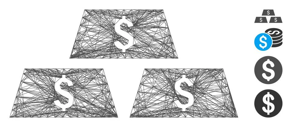 Net Dollar Bullion Bars Vector Mesh Stock Illustration