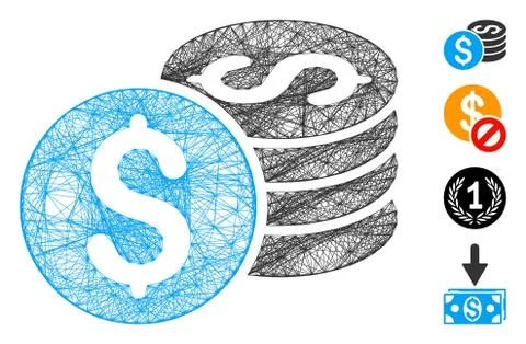 Net Dollar Coin Stack Vector Mesh Stock Illustration