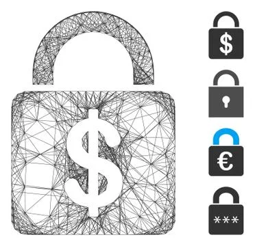 Net Dollar Lock Vector Mesh 库存插图