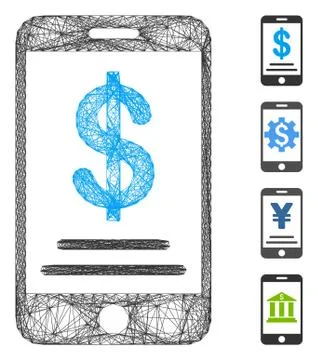 Net Dollar Mobile Wallet Vector Mesh 스톡 일러스트