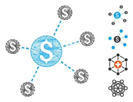 Net Dollar Network Nodes Vector Mesh Stock Illustration