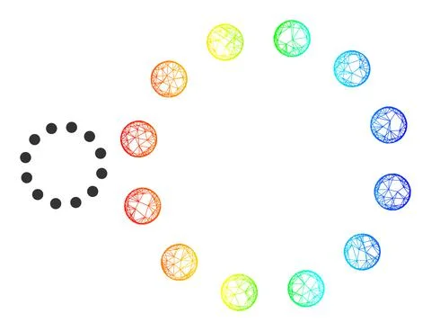 Net Dotted Circle Perimeter Web Mesh Icon with Spectrum Gradient Stock Illustration