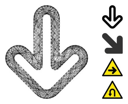 Net Down Arrow Vector Mesh Stock Illustration