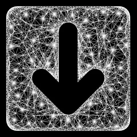 Net Down Cursor Mesh with Bright Flash Nodes Stock Illustration