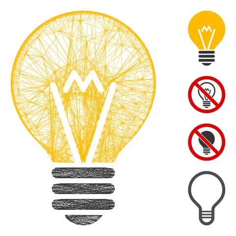 Net Electric Bulb Vector Mesh Stock Illustration