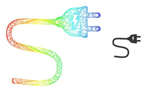 Net Electric Plug Cable Mesh Icon with Spectral Gradient 스톡 일러스트
