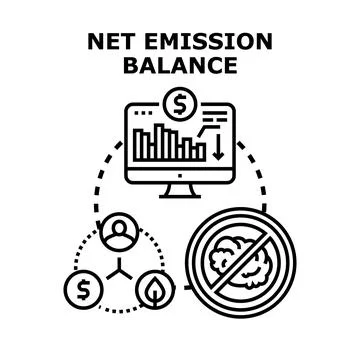 Net emission balance analyzing environmental financial impact Stock Illustration