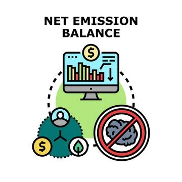 Net emission balance analyzing environmental financial impact Stock Illustration