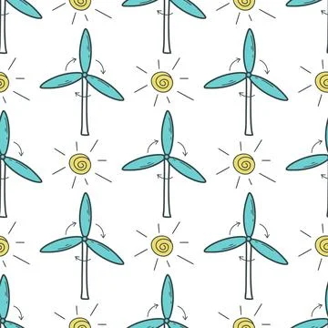 Net energy of sun and wind pattern Ilustração Stock