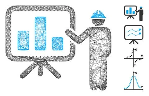 Net Engineer Pointing Chart Board Vector Mesh Illustrazione stock