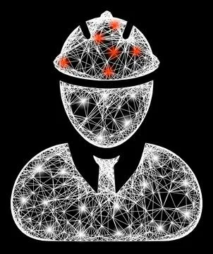 Net Engineer Web Mesh with Bright Flash Nodes Illustrazione stock