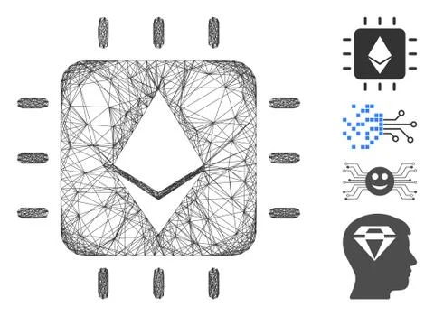 Net Ethereum Crystal Chip Vector Mesh 스톡 일러스트