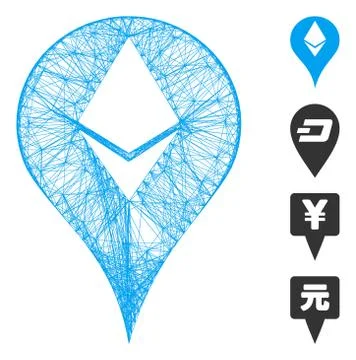 Net Ethereum Map Marker Vector Mesh Stockillustratie