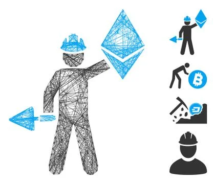 Net Ethereum Miner Vector Mesh Stockillustratie