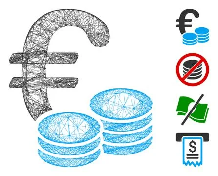 Net Euro Coins Vector Mesh Stock Illustration