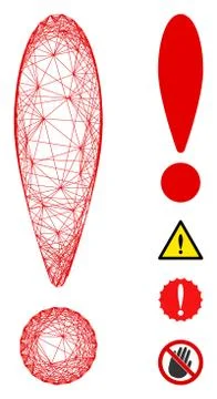 Net Exclamation Sign Vector Mesh Stock Illustration