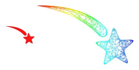 Net Falling Star Mesh Icon with Spectral Gradient Ilustração Stock