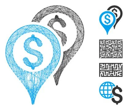 Net Financial Map Pointers Vector Mesh イラスト素材