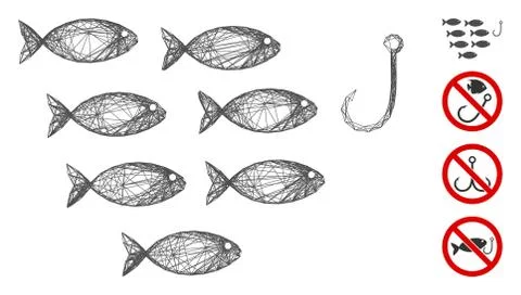 Net Fish Hook Vector Mesh 스톡 일러스트