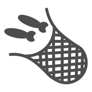 Net with fish solid icon, fishing concept, fishnet sign on white background Stockillustratie
