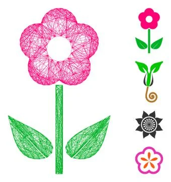 Net Flower Plant Vector Mesh Stock Illustration