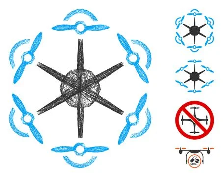 Net Flying Hexacopter Vector Mesh イラスト素材