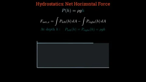 Net force on immersed object in horizontal direction Vídeo Stock 335764326