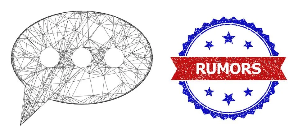 Net Forum Message Web Mesh and Scratched Bicolor Rumors Stamp Stock Illustration