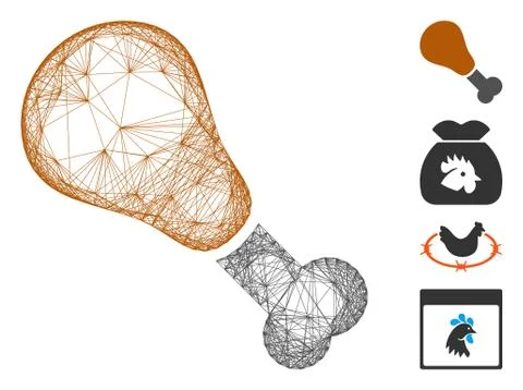 Net Fried Chicken Leg Vector Mesh Stock Illustration