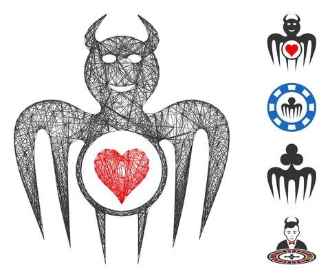 Net Gambling Happy Devil Vector Mesh 스톡 일러스트