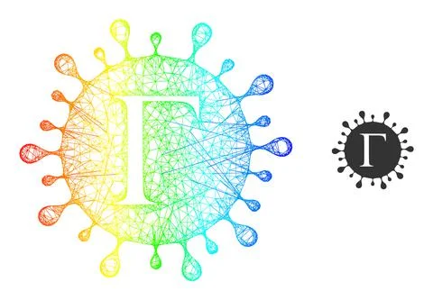 Net Gamma Coronavirus Web Mesh Icon with Spectral Gradient Stock Illustration