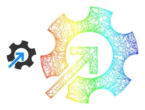 Net Gear Integration Web Mesh Icon with Spectrum Gradient Stockillustratie