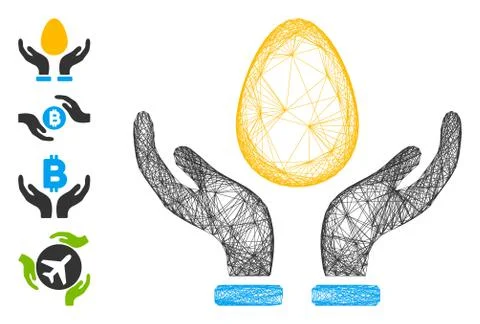 Net Gold Egg Care Hands Vector Mesh Stockillustratie