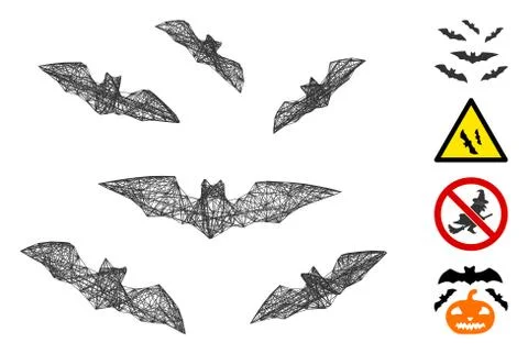 Net Halloween Bats Vector Mesh Stock Illustration