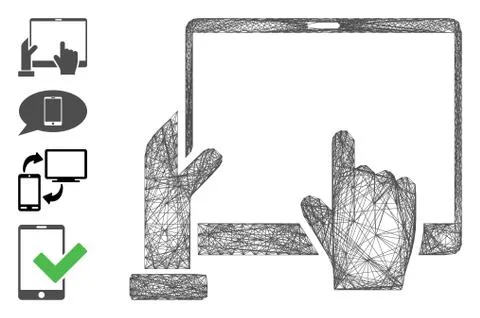 Net Hand Points PDA Vector Mesh Stock Illustration