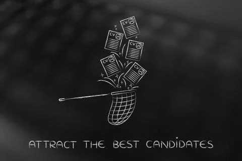 Net handling a group of falling resumes, attract the best candidates Illustration
