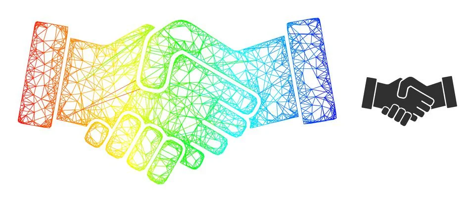 Net Handshake Mesh Icon with Spectrum Gradient Ilustração Stock