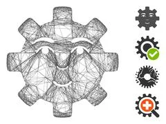 Network Electronic Gear Mesh Icon with Spectrum Gradient: Royalty