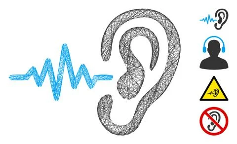 Net Hearing Sound Signal Vector Mesh Stock Illustration