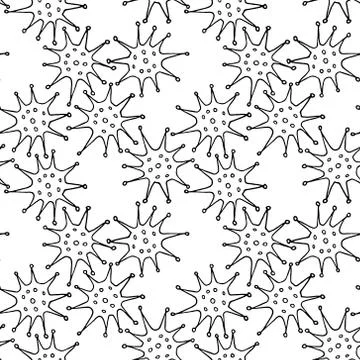Net, a hedge of algae plants flowers sea urchins prickles pollen. Seamless pa Illustrazione stock
